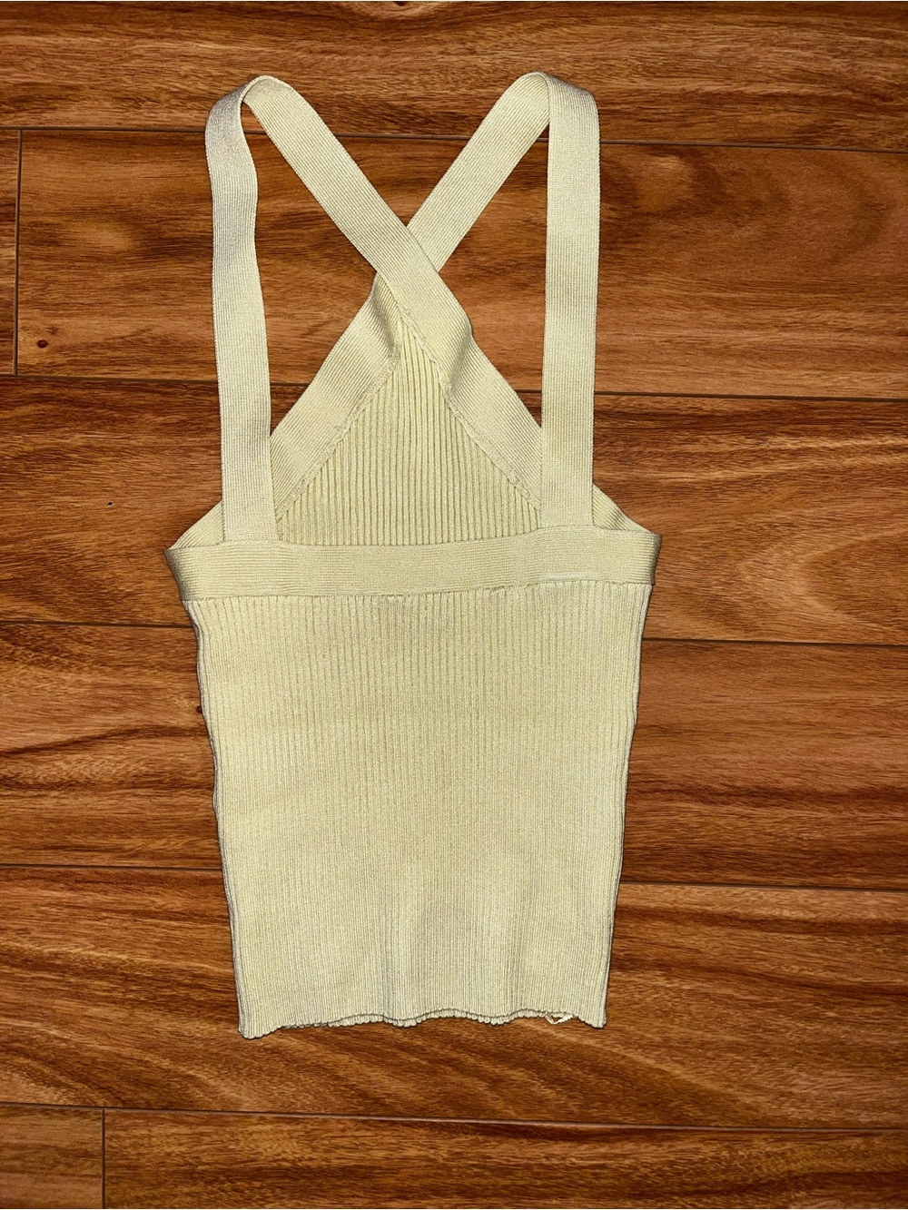 Bershka Butter Yellow Ribbed Cross-Back Tank - Picture 3 of 3